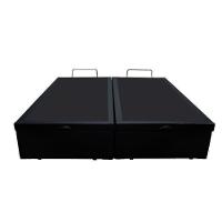 Cama Box Baú Casal Bipartido Homequeen Corino Preto 41x138x188 - 5