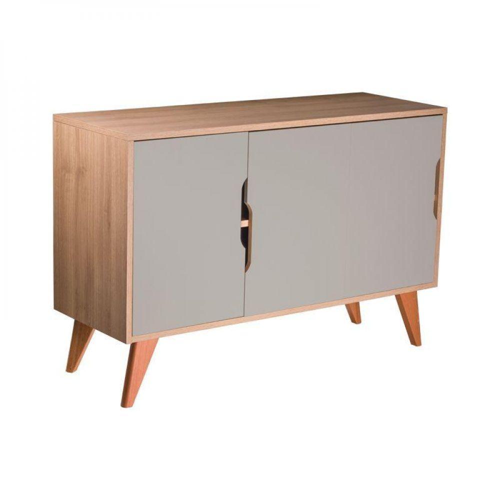 Buffet Aparador Com 3 Portas Murano Carvalho E Verde - 1