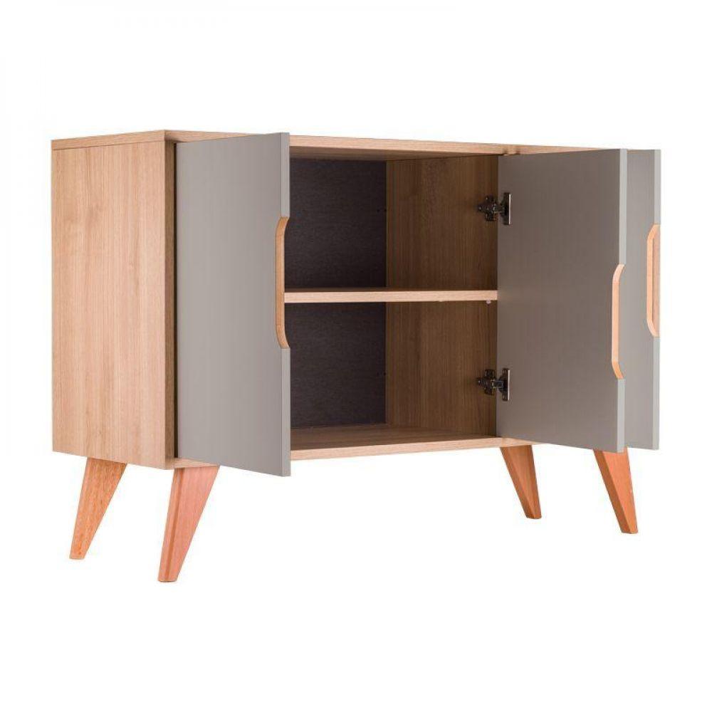 Buffet Aparador Com 3 Portas Murano Carvalho E Verde - 3