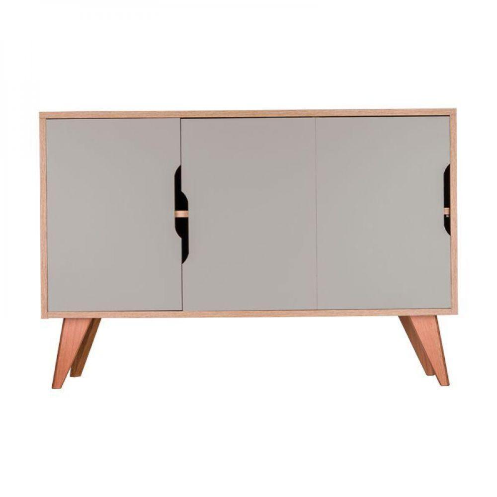 Buffet Aparador Com 3 Portas Murano Carvalho E Verde - 4