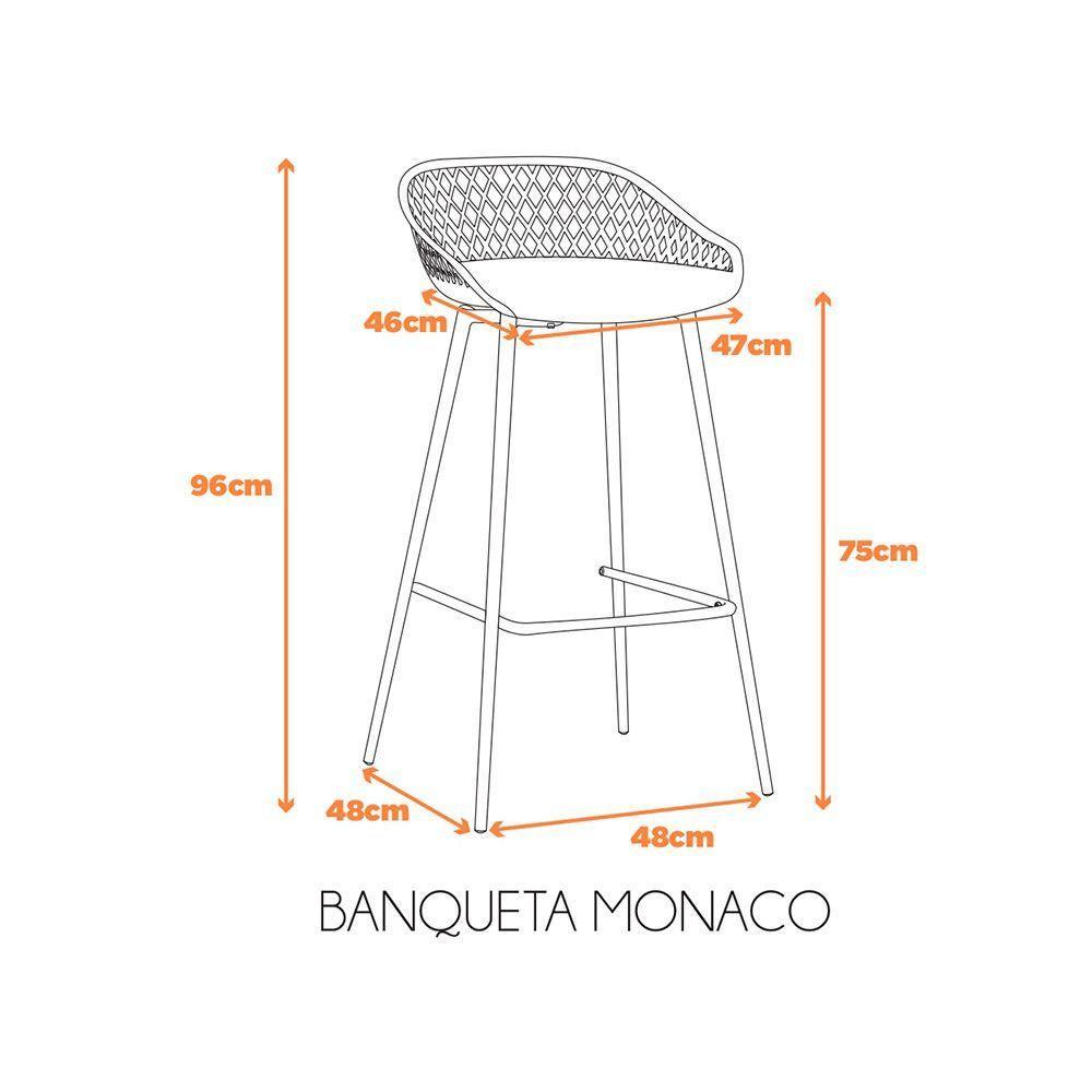 Kit Com 2 Banquetas Monaco Assento Em Polipropileno E Base Em Aço Fratini Nude - 2