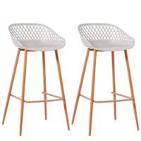 Kit Com 2 Banquetas Monaco Assento Em Polipropileno E Base Em Aço Fratini Nude - 1