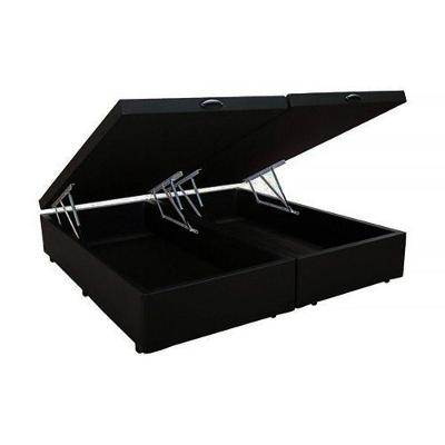 Cama Box Baú Blindado Queen Bipartido Homequeen Suede Preto 41x158x198