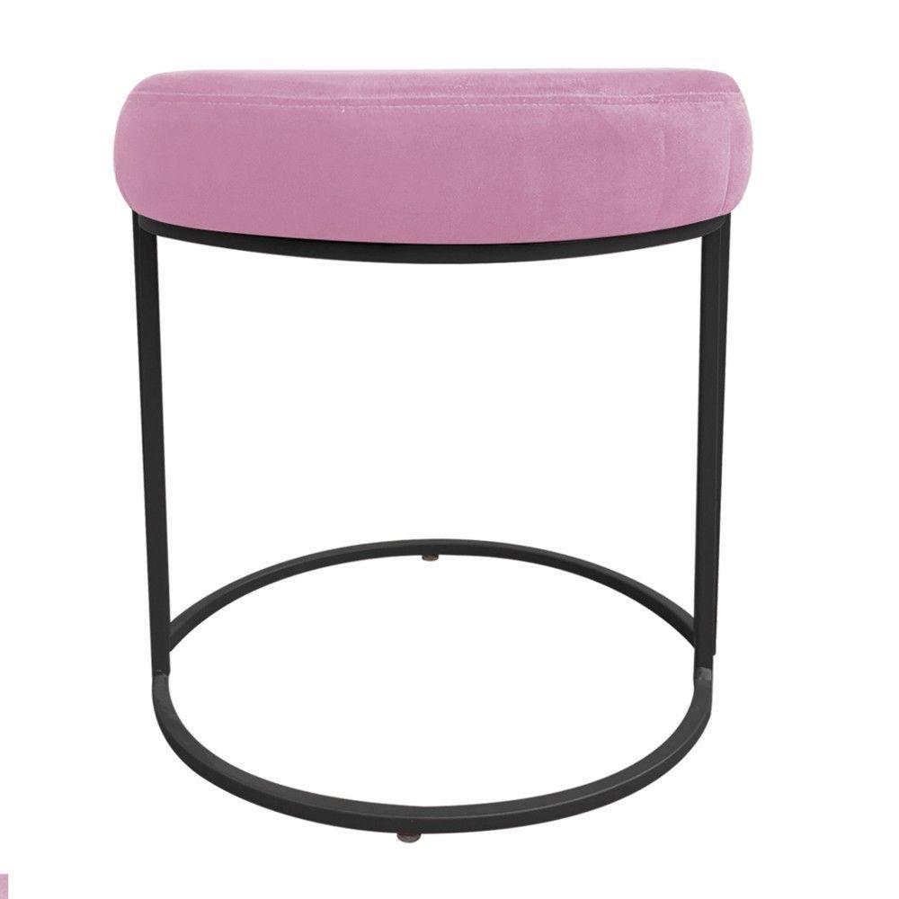 Kit 02 Puff Love Suede Base Preto Rosa Bebê - 5