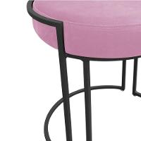 Kit 02 Puff Love Suede Base Preto Rosa Bebê - 2