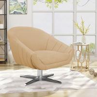 Kit 02 Poltronas Giratória Giovana Linho Base Cromada A27 Areia - 8