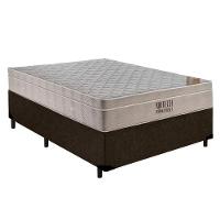 Cama Box Casal Suede + Colchão Casal Ortobom Airtech Molas Springpocket (65x138x188) Marrom - 1