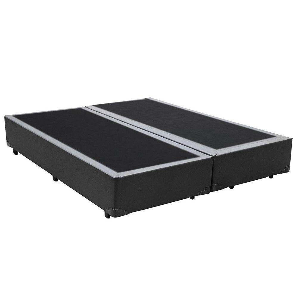 Base Box King Bipartido Homequeen Sintético Cinza 40x193x203 - 1