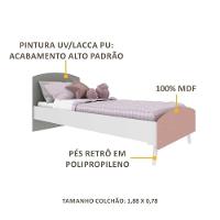 Cama Solteiro Colchão Incluso Mdf Doçura Branco Cinza Rosa - 3