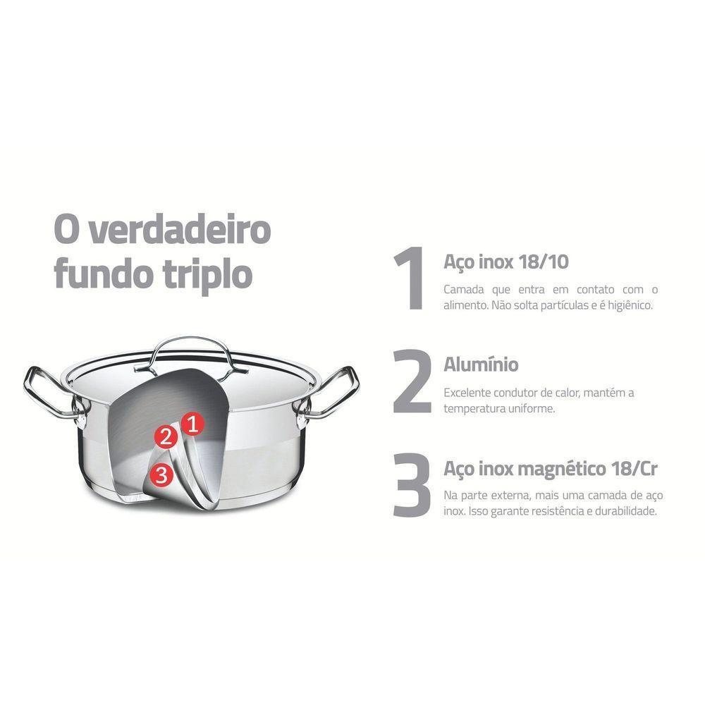 Panela Caçarola Rasa Tramontina Professional Aço Inox Fundo Triplo Sem Tampa 45cm 35l Tramontina - 6