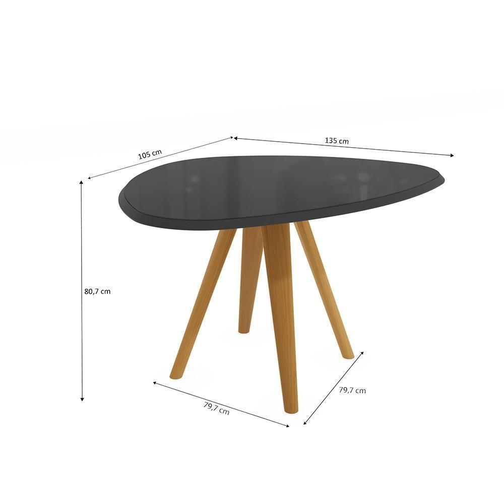 Mesa De Jantar Kappesberg Em Madeira Maciça Com Tampo De Vidro Preto Fosco 135cm - 2