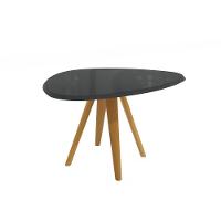 Mesa De Jantar Kappesberg Em Madeira Maciça Com Tampo De Vidro Preto Fosco 135cm - 1
