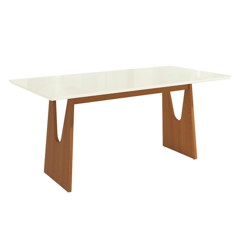 Mesa De Jantar Kappesberg Em Madeira Maciça Com Tampo De Vidro Off White 180cm - 1