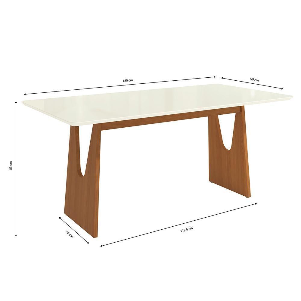 Mesa De Jantar Kappesberg Em Madeira Maciça Com Tampo De Vidro Off White 180cm - 2