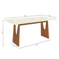 Mesa De Jantar Kappesberg Em Madeira Maciça Com Tampo De Vidro Off White 180cm - 2