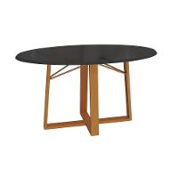 Mesa de Jantar Kappesberg em Madeira Maciça com Tampo de Vidro Preto Fosco 180cm - 1