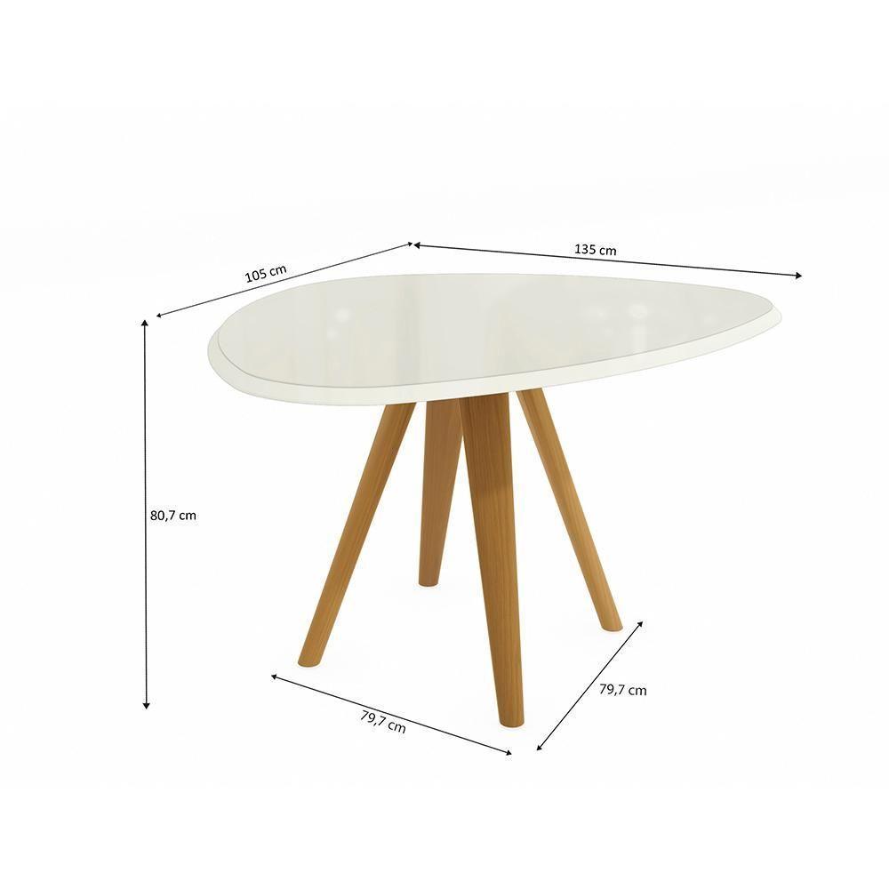 Mesa De Jantar Kappesberg Em Madeira Maciça Com Tampo De Vidro Off White 135cm - 2