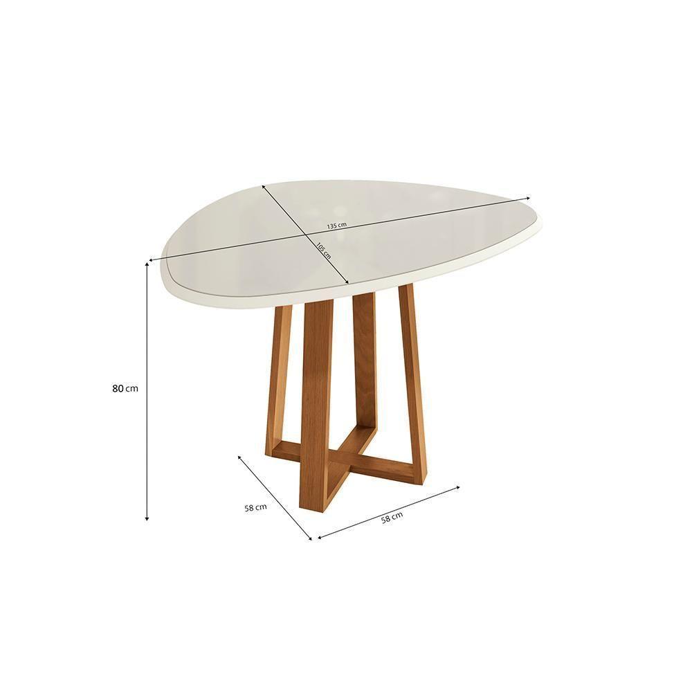 Mesa De Jantar Kappesberg Em Madeira Maciça Com Tampo De Vidro Off White 135cm - 2