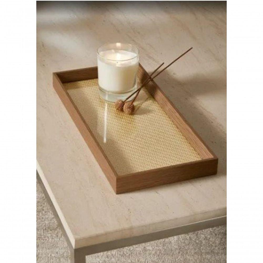 Bandeja Retangular Em Mdf E Rattan 38x18x3,5cm 15670 Mart - 2