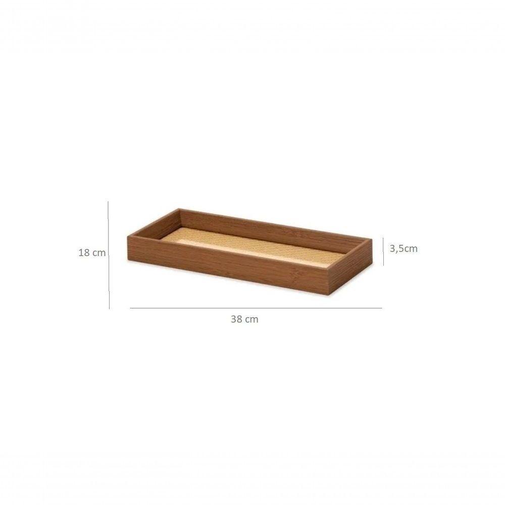 Bandeja Retangular Em Mdf E Rattan 38x18x3,5cm 15670 Mart - 3