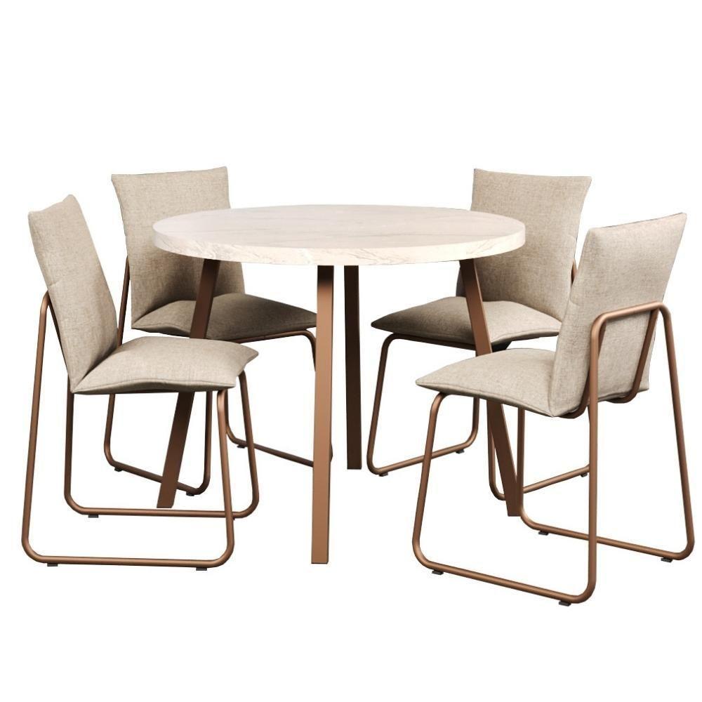 Conjunto Sala De Jantar 4 Cadeiras Bolzano Carraro Petra E Rosê - 2