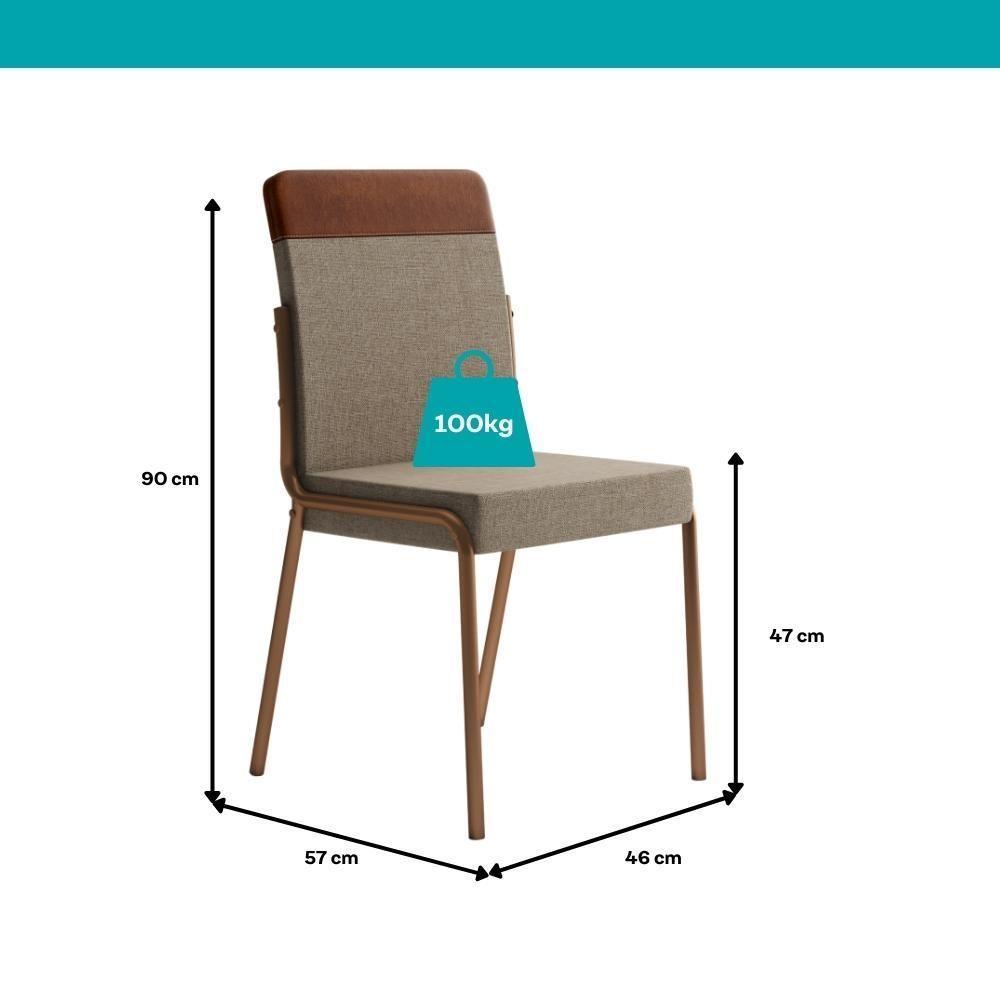 Conjunto Sala De Jantar Paris 6 Cadeiras Carraro Areia/rose/nogal - 3