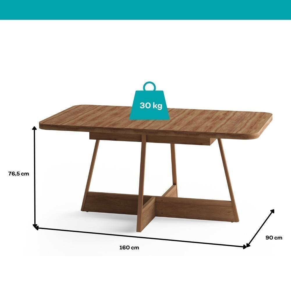 Conjunto Sala De Jantar Paris 6 Cadeiras Carraro Areia/rose/nogal - 4