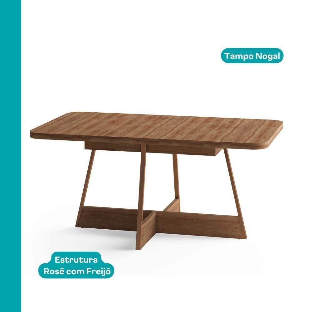 Conjunto Sala De Jantar Paris 6 Cadeiras Carraro Areia/rose/nogal - 5