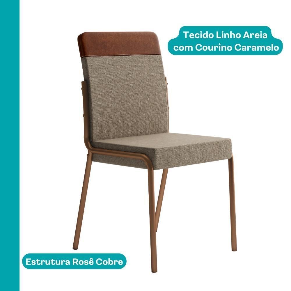 Conjunto Sala De Jantar Paris 6 Cadeiras Carraro Areia/rose/nogal - 7