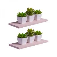 Kit 2 Prateleiras 30 X 10cm Rosa Claro Suporte Invisível - 1