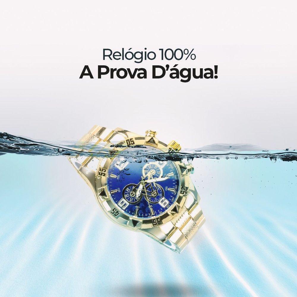 Relogio Masculino Aço Banhado Ouro + Pulseira + Crucifixo Pesado Grande Qualidade Premium Robusto - 4