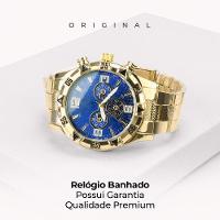 Relogio Masculino Aço Banhado Ouro + Pulseira + Crucifixo Pesado Grande Qualidade Premium Robusto - 5