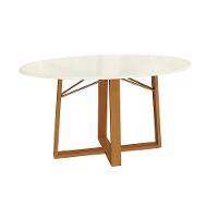 Mesa De Jantar Kappesberg Em Madeira Maciça Com Tampo De Vidro Off White 180cm - 1