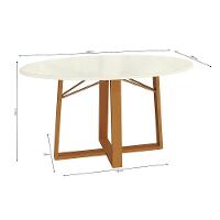 Mesa De Jantar Kappesberg Em Madeira Maciça Com Tampo De Vidro Off White 180cm - 2