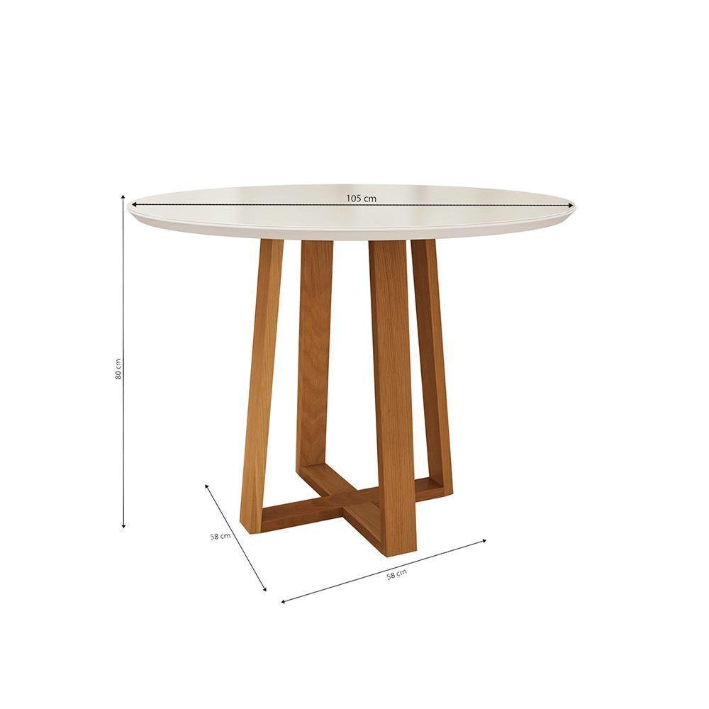 Mesa De Jantar Kappesberg Em Madeira Maciça Com Tampo De Vidro Off White 105cm - 2