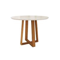 Mesa De Jantar Kappesberg Em Madeira Maciça Com Tampo De Vidro Off White 105cm - 1