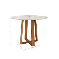 Mesa De Jantar Kappesberg Em Madeira Maciça Com Tampo De Vidro Off White 105cm - 2