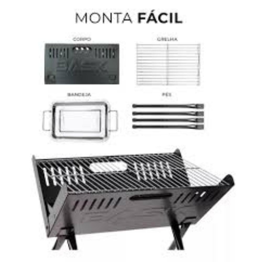 Churrasqueira Portátil Em X Dobrável A Carvão Acompanha Forma - 5