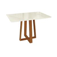 Mesa De Jantar Kappesberg Em Madeira Maciça Com Tampo De Vidro Off White 120cm - 1
