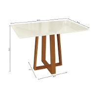 Mesa De Jantar Kappesberg Em Madeira Maciça Com Tampo De Vidro Off White 120cm - 2