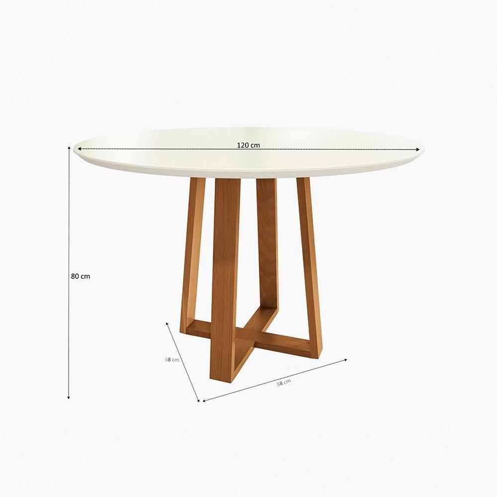Mesa De Jantar Kappesberg Em Madeira Maciça Com Tampo De Vidro Off White 120cm - 2