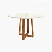 Mesa De Jantar Kappesberg Em Madeira Maciça Com Tampo De Vidro Off White 120cm - 1