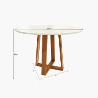 Mesa De Jantar Kappesberg Em Madeira Maciça Com Tampo De Vidro Off White 120cm - 2
