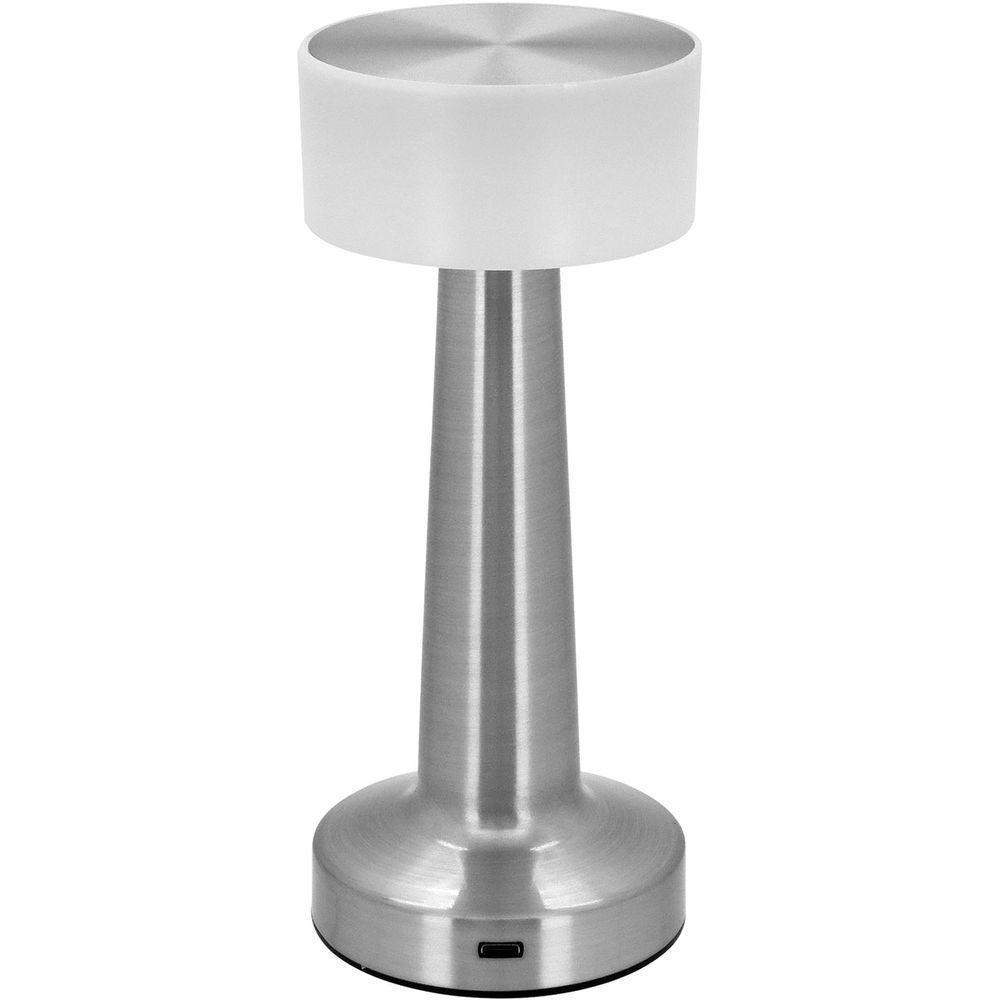 Luminária Led Mesa Abajur Usb Metal 21x9x9cm Prata - 1