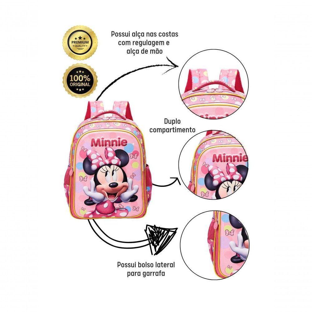 Mochila De Costas Escolar Minnie 3d Disney 13242 - 3