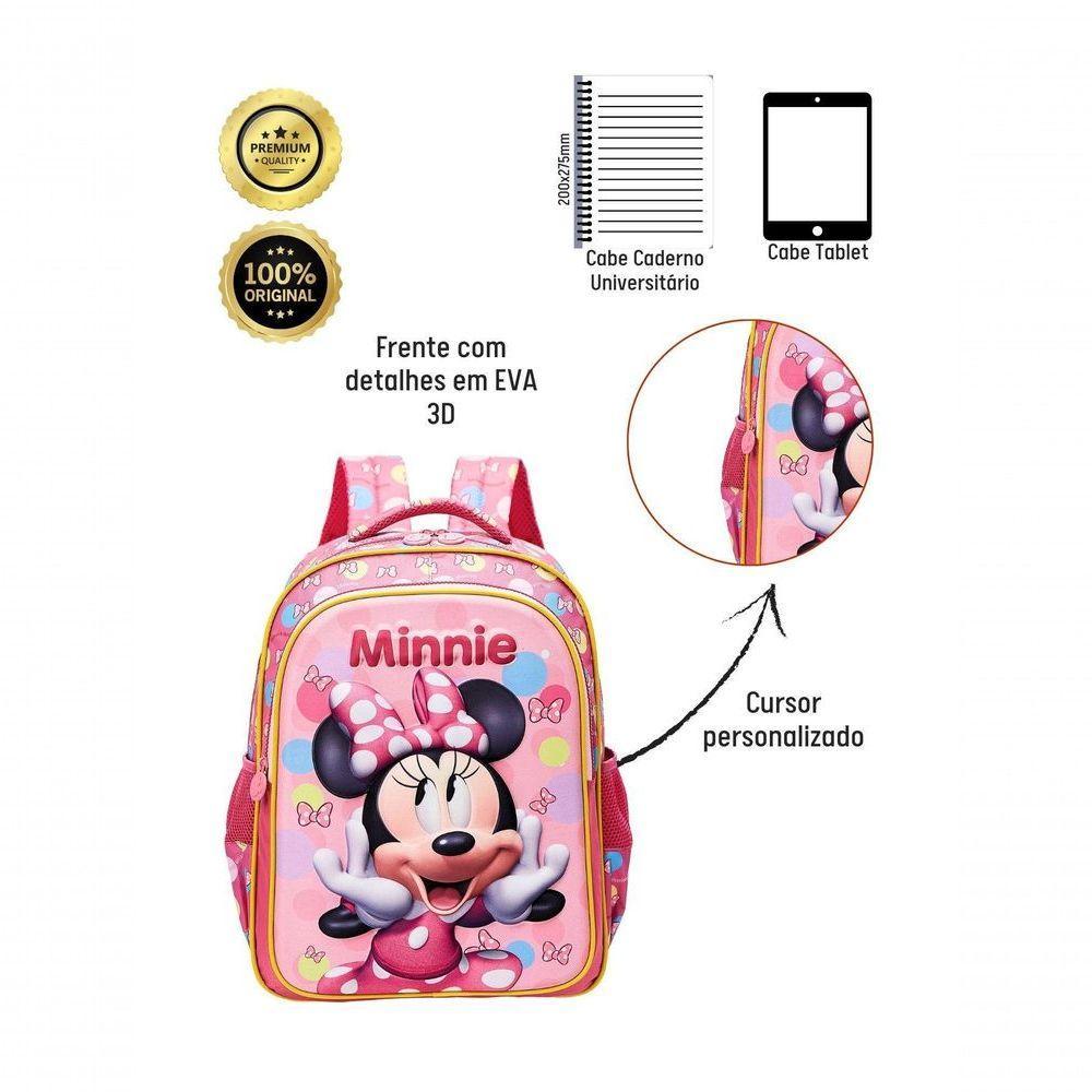 Mochila De Costas Escolar Minnie 3d Disney 13242 - 4