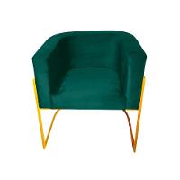 Kit 2 Poltronas Decorativa Sala De Estar Base De Ferro Dourada Veludo Verde - 3