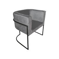 Kit 8 Poltronas Decorativa Sala De Estar Base De Ferro Preta Veludo Cinza - 2