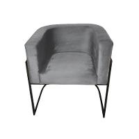 Kit 8 Poltronas Decorativa Sala De Estar Base De Ferro Preta Veludo Cinza - 3