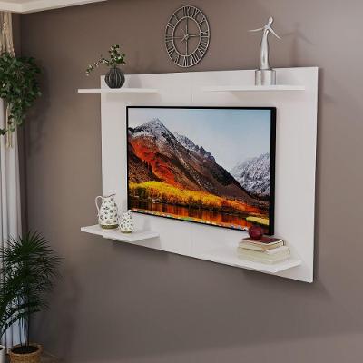 Painel De TV Até 50 Pol Amanda Minimalista Com Prateleira MDF Branco